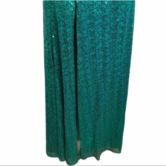GREEN Sequins Sweetheart Neckline Strapless Gown 4 - Picture 9 of 10
